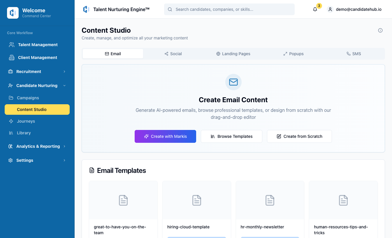 Content Studio Interface